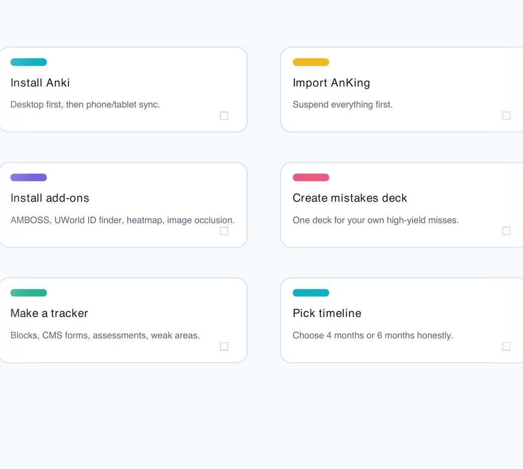 Cropped preview of the Step 2 CK setup checklist cards